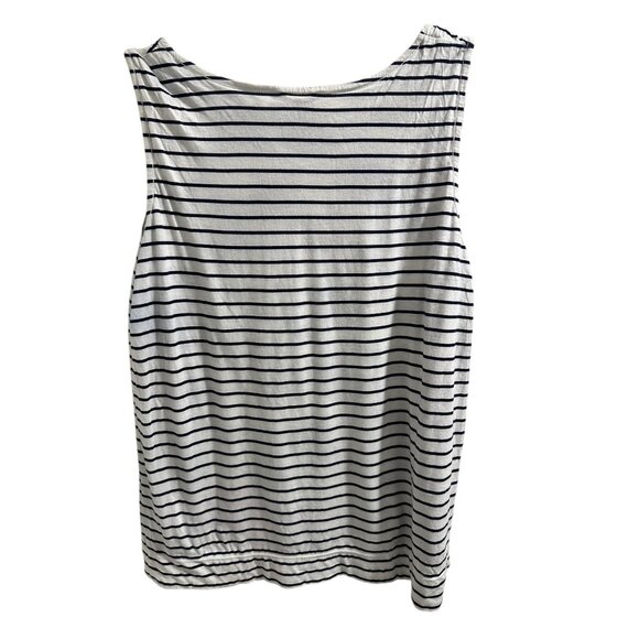 👗 2/$30 👗 Chicos Reversible Sleeveless Tank Top Size M Blue Floral & Striped C - Picture 9 of 9